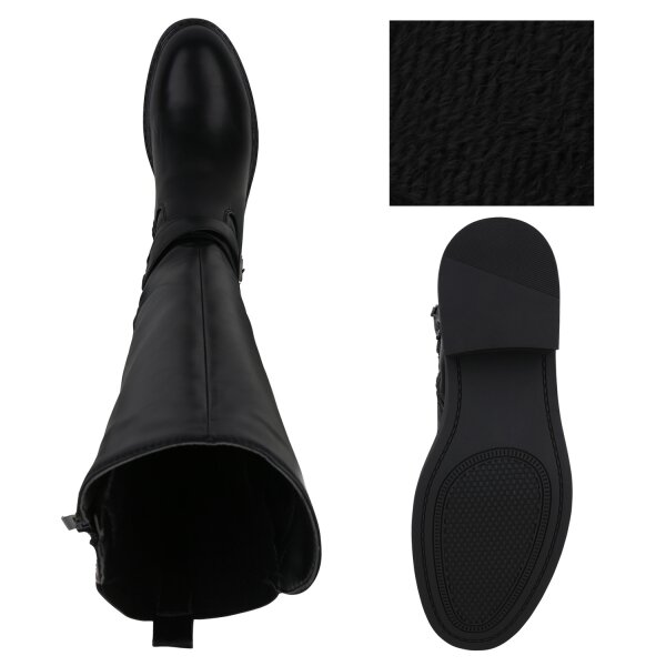 Stiefelparadies Damen Bikerstiefel in Schwarz Tägliche Deals