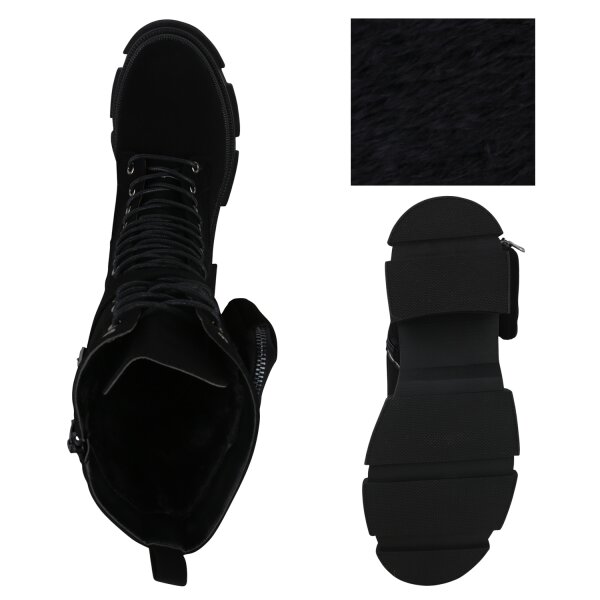 Stiefelparadies Damen Schnürstiefel in Schwarz Bis zu 50% Rabatt