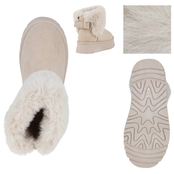 Stiefelparadies Damen Winter Boots in Beige Nur für heute