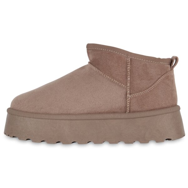Stiefelparadies Damen Plateau Boots in Taupe Super Rabatt