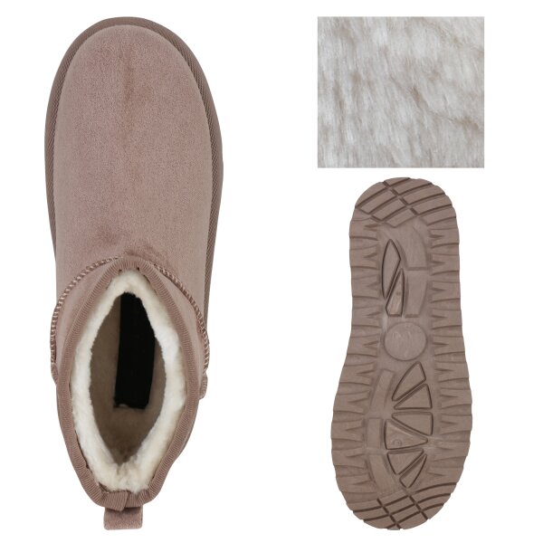Stiefelparadies Damen Plateau Boots in Taupe Super Rabatt