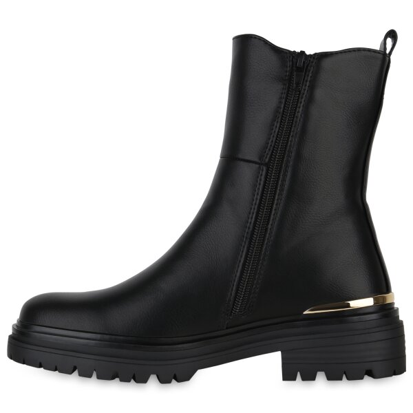 Stiefelparadies Damen Klassische Stiefeletten in Schwarz 50% Rabatt mit kostenlosem Versand