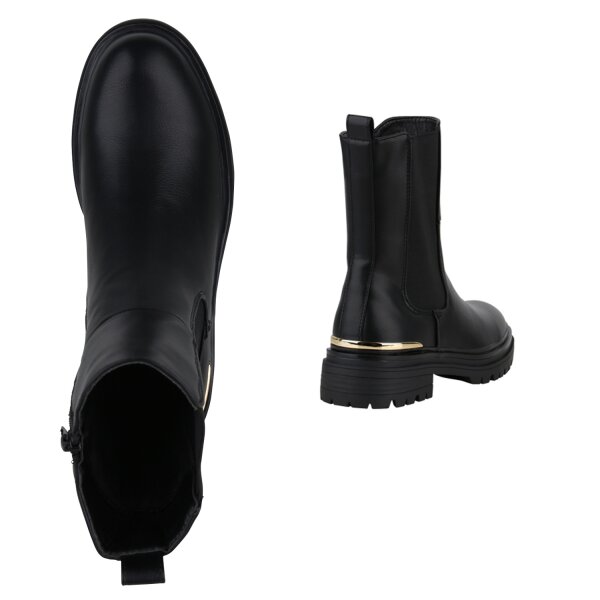 Stiefelparadies Damen Klassische Stiefeletten in Schwarz 50% Rabatt mit kostenlosem Versand
