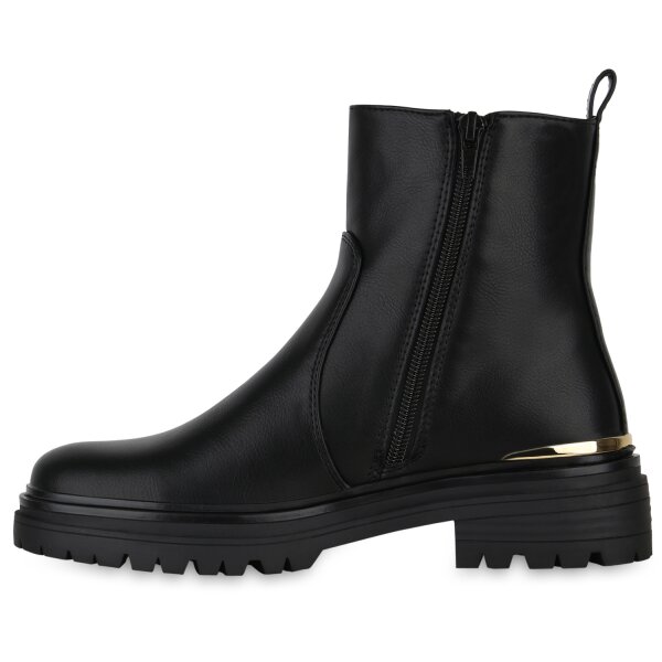 Stiefelparadies Damen Klassische Stiefeletten in Schwarz PU Clearance-Verkauf