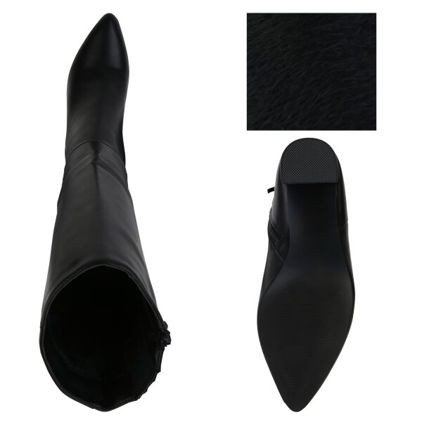 Stiefelparadies Damen Klassische Stiefel in Schwarz Kostenloser Versand international