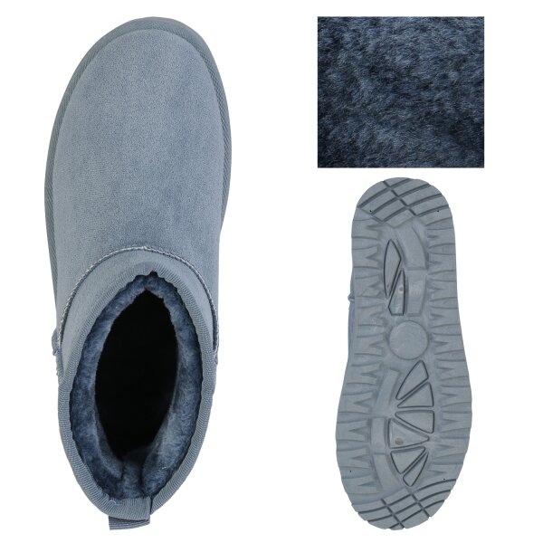 Stiefelparadies Damen Plateau Boots in Hellblau zollfrei