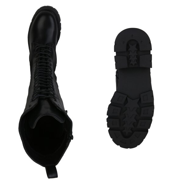 Stiefelparadies Damen Schnürstiefel in Schwarz Rabatte dieses Monats