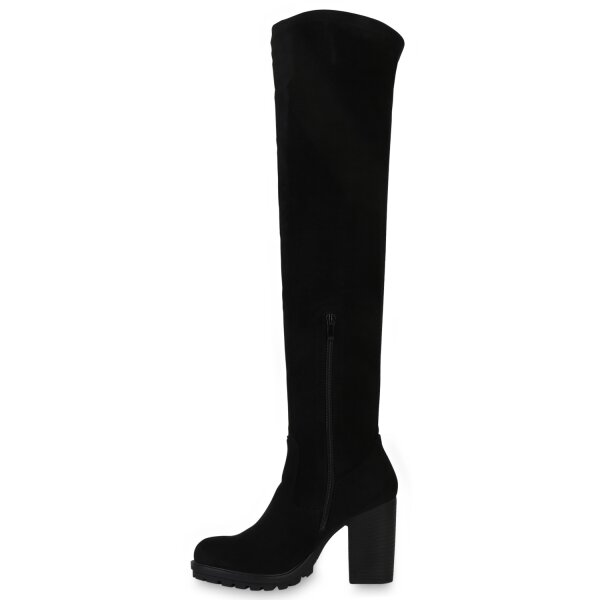 Stiefelparadies Damen Overknees in Schwarz Auslauf