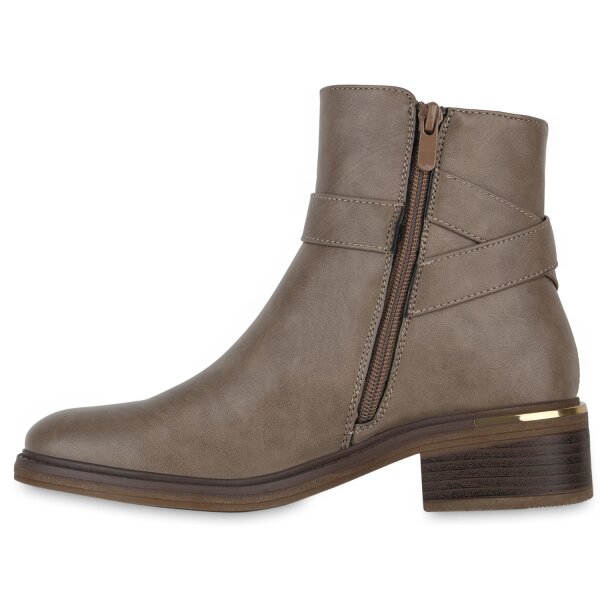 Stiefelparadies Damen Biker Boots in Khaki