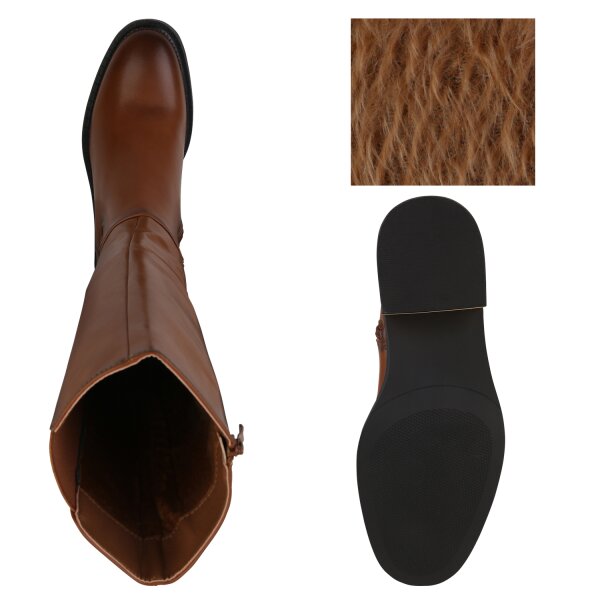 Stiefelparadies Damen Klassische Stiefel in Hellbraun Kostenloser Versand