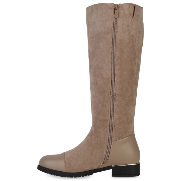 Stiefelparadies Damen Klassische Stiefel in Khaki Limitierter Zeitrabatt