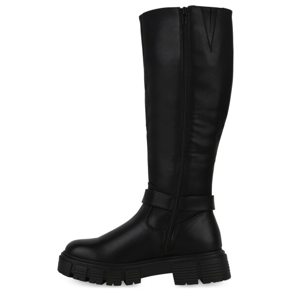 Stiefelparadies Damen Bikerstiefel in Schwarz Großer Ausverkauf