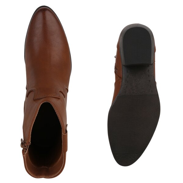 Stiefelparadies Damen Cowboy Boots in Hellbraun Flash Sale