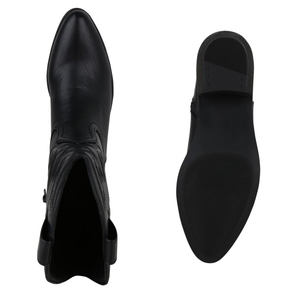 Stiefelparadies Damen Cowboy Boots in Schwarz Begrenztes Angebot
