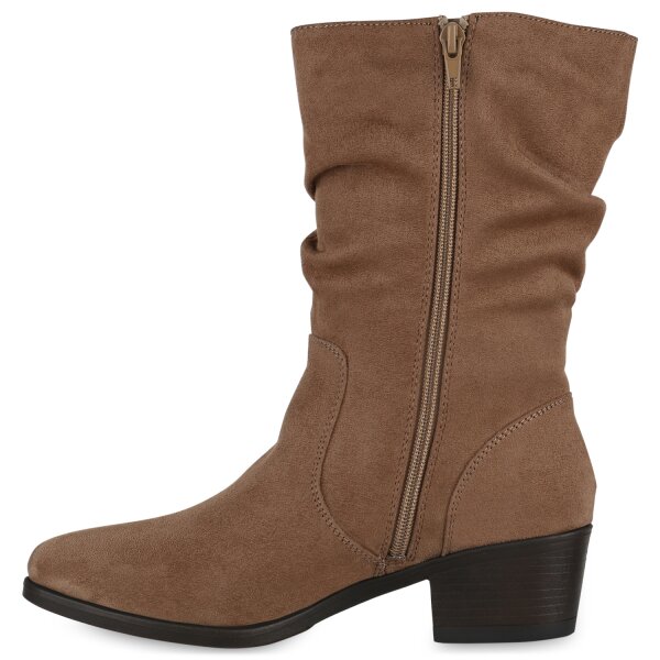 Stiefelparadies Damen Klassische Stiefel in Tan