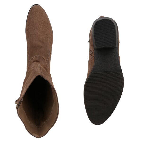 Stiefelparadies Damen Klassische Stiefel in Tan Saisonschlussverkauf