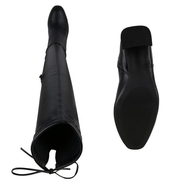 Stiefelparadies Damen Overknees in Schwarz Cyber Monday