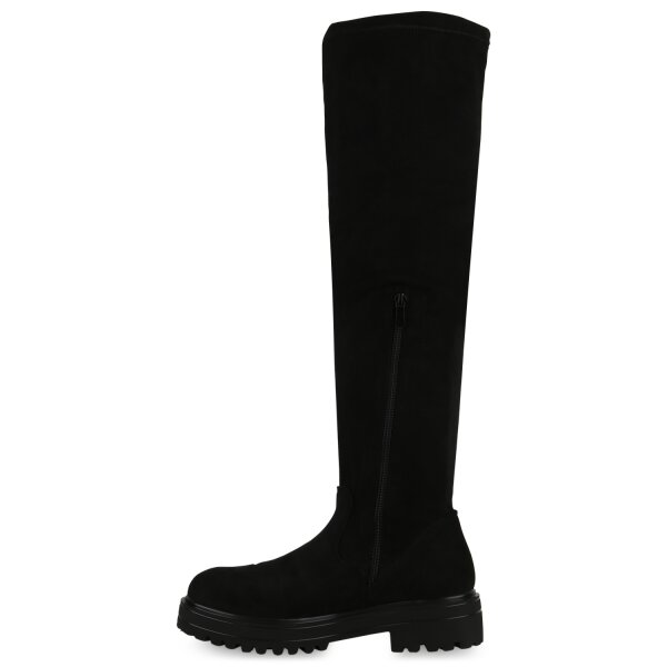 Stiefelparadies Damen Overknees in Schwarz Velours Weihnachtsangebot