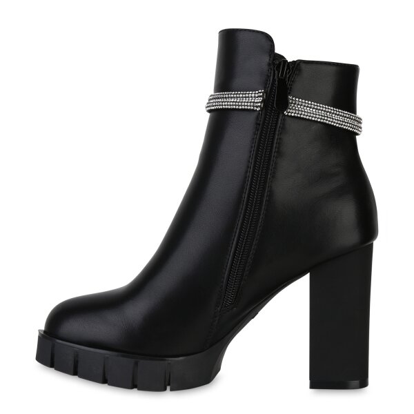Stiefelparadies Damen Klassische Stiefeletten in Schwarz PU Top Angebot