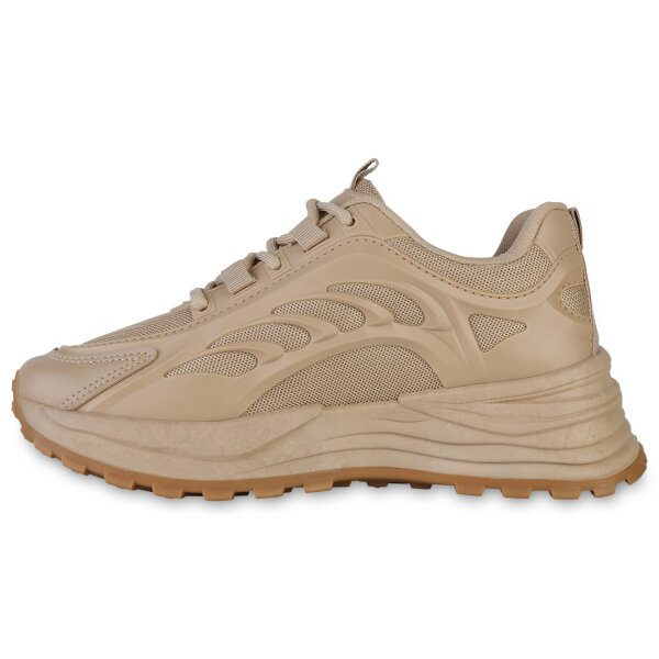Stiefelparadies Damen Plateau Sneaker in Khaki Online Outlet