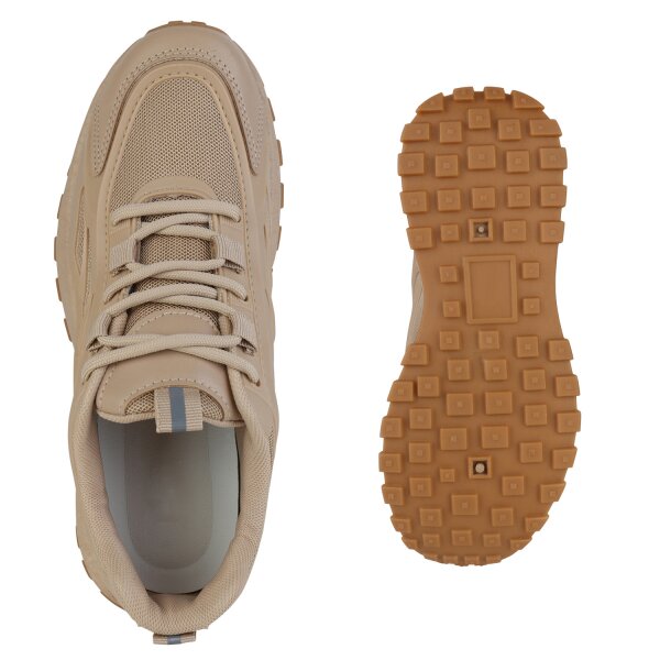 Stiefelparadies Damen Plateau Sneaker in Khaki Online Outlet