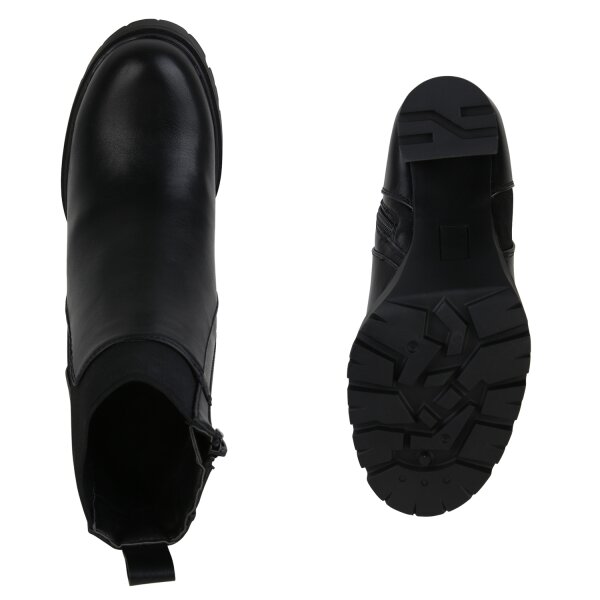 Stiefelparadies Damen Klassische Stiefeletten in Schwarz Neuheiten