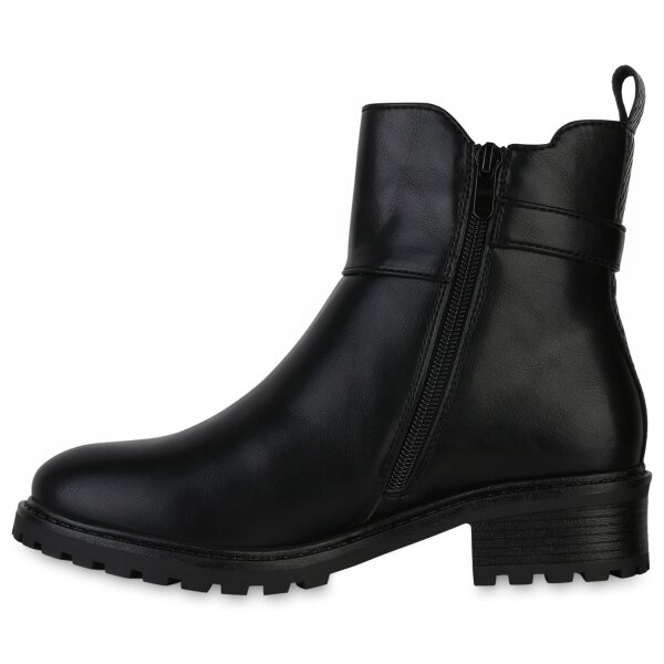 Stiefelparadies Damen Klassische Stiefeletten in Schwarz Snake Bestseller