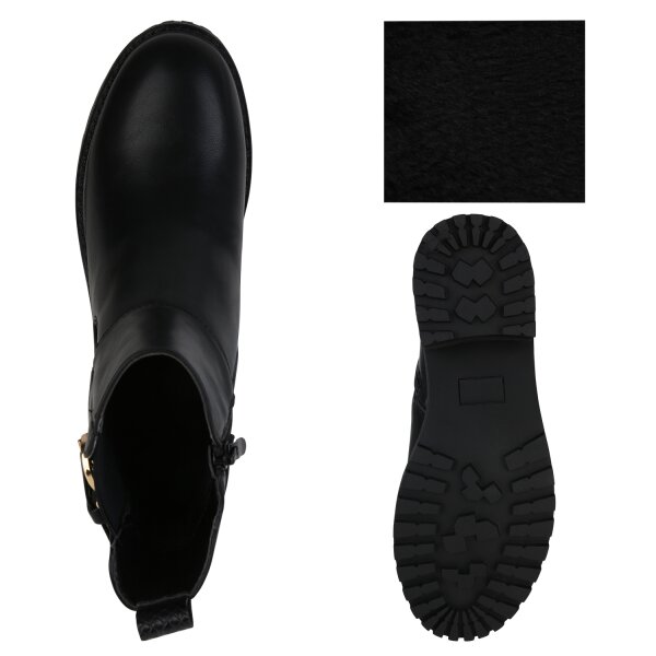Stiefelparadies Damen Klassische Stiefeletten in Schwarz Snake Bestseller