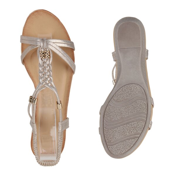 Stiefelparadies Damen Keilsandaletten in Gold Wochenangebot