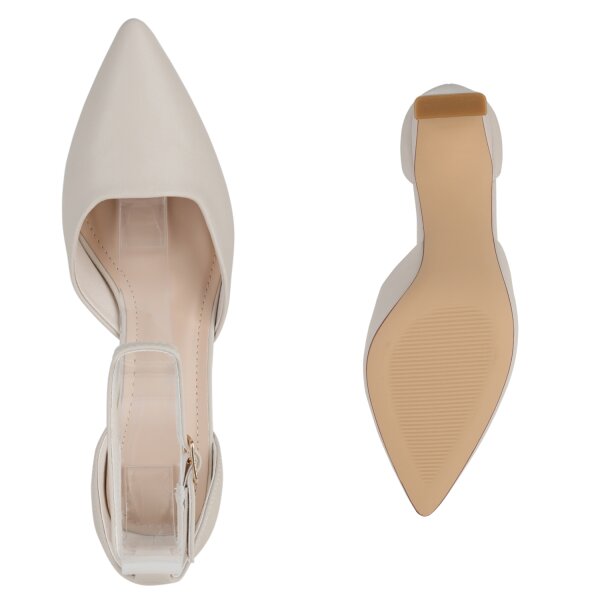 Stiefelparadies Damen Spitze Pumps in Beige Begrenzte Freigabe