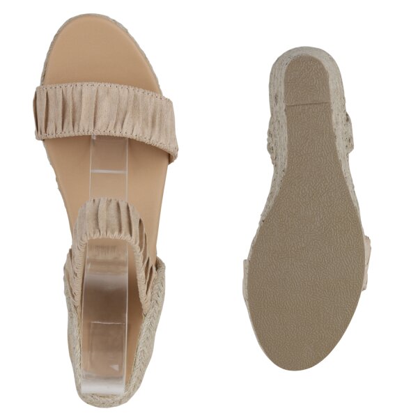 Stiefelparadies Damen Keilsandaletten in Beige Letzter Tag