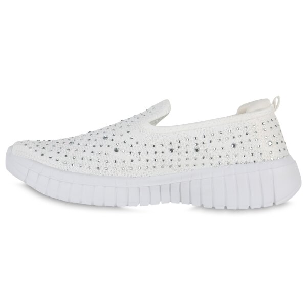 Stiefelparadies Damen Slip Ons in Weiss Zeitbegrenzte Promotion