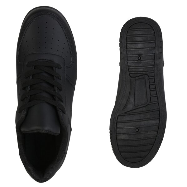 Stiefelparadies Damen Plateau Sneaker in Schwarz Sonderangebot der Fabrik