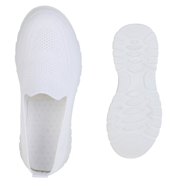 Stiefelparadies Damen Slip Ons in Weiss Nur noch ein Tag übrig