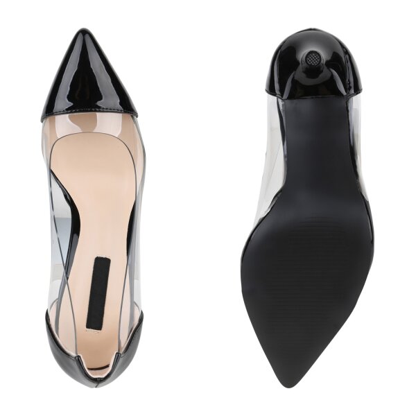 Stiefelparadies Damen Spitze Pumps in Schwarz Super Rabatt