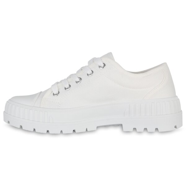Stiefelparadies Damen Sneaker low in Weiss Speichern exportieren