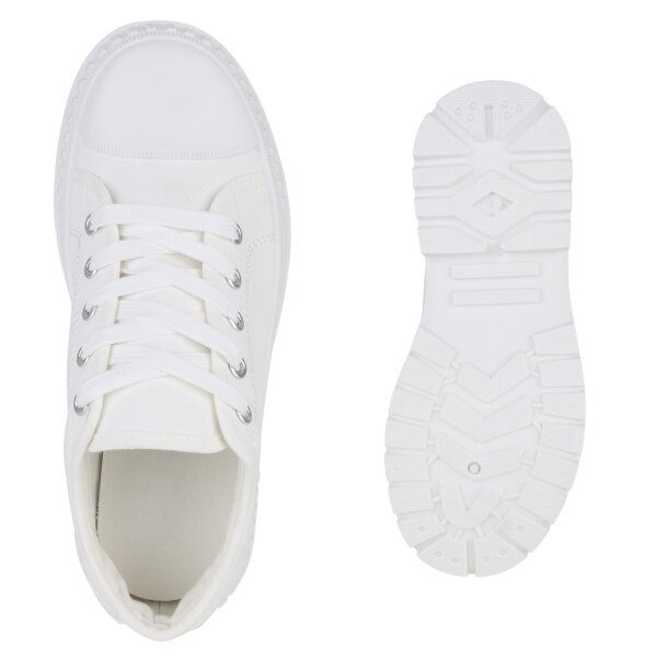 Stiefelparadies Damen Sneaker low in Weiss Speichern exportieren