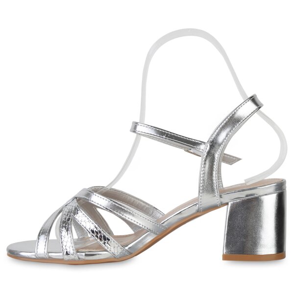 Stiefelparadies Damen Klassische Sandaletten in Silber Snake Rabatte dieses Monats