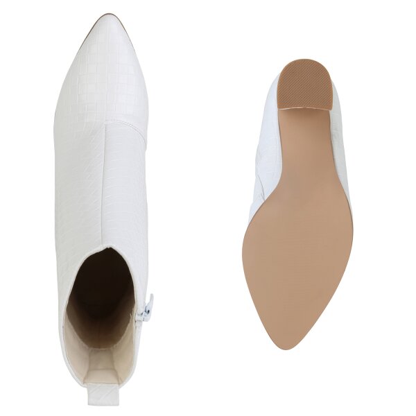 Stiefelparadies Damen Klassische Stiefeletten in Weiss Muster Online
