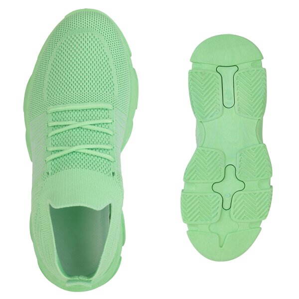 Stiefelparadies Damen Plateau Sneaker in Hellgrün Outlet
