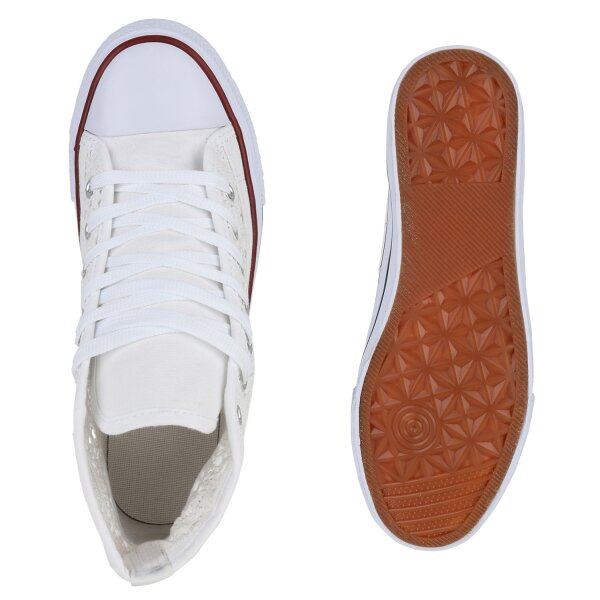 Stiefelparadies Damen Sneaker high in Weiss Verkauf