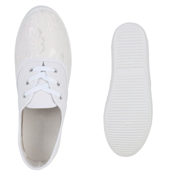 Stiefelparadies Damen Sneaker low in Weiss Angebote