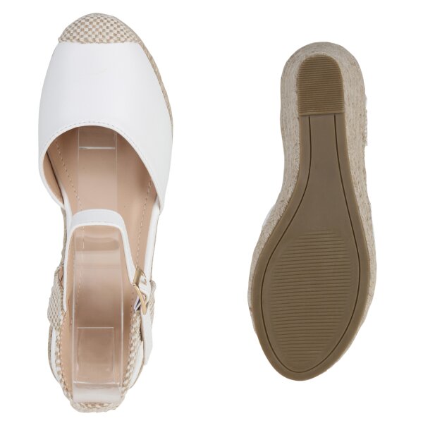 Stiefelparadies Damen Keilsandaletten in Weiss im Angebot
