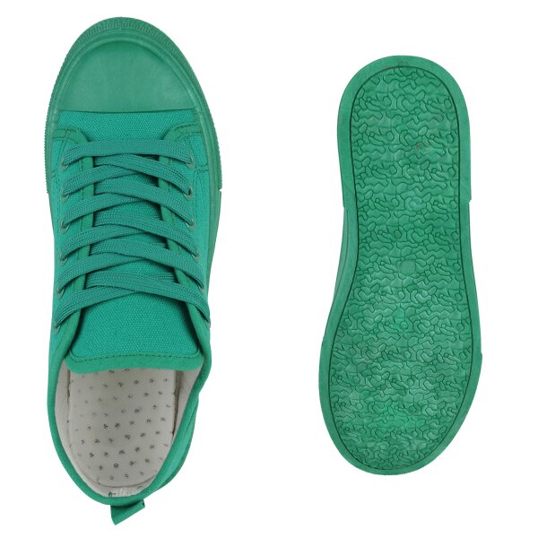 Stiefelparadies Damen Sneaker low in Grün Schlussverkauf