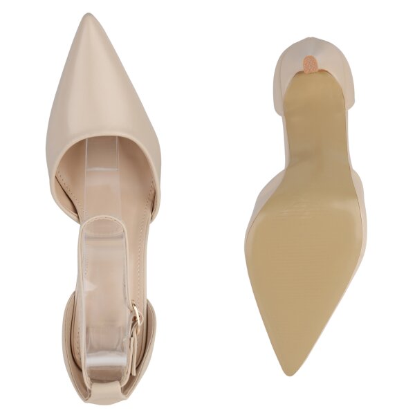 Stiefelparadies Damen Spitze Pumps in Beige Sonderangebot