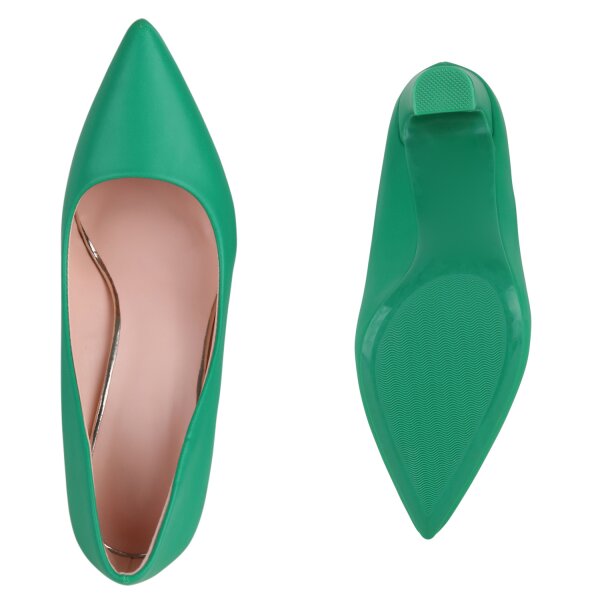 Stiefelparadies Damen Spitze Pumps in Grün Rabatt