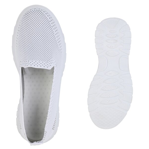 Stiefelparadies Damen Slip Ons in Weiss Versandkostenfrei