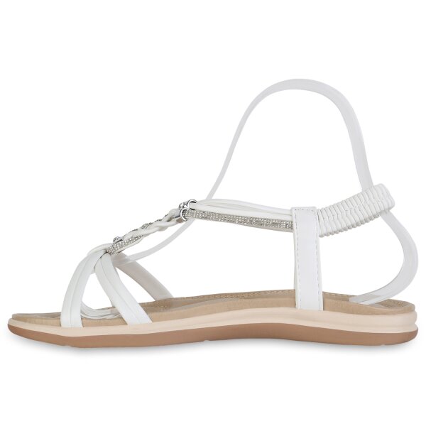 Stiefelparadies Damen Riemchensandalen in Weiss Online Shopping