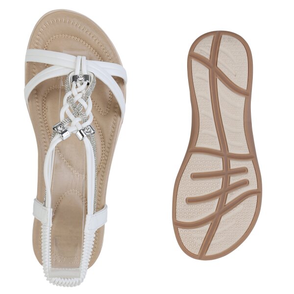 Stiefelparadies Damen Riemchensandalen in Weiss Online Shopping