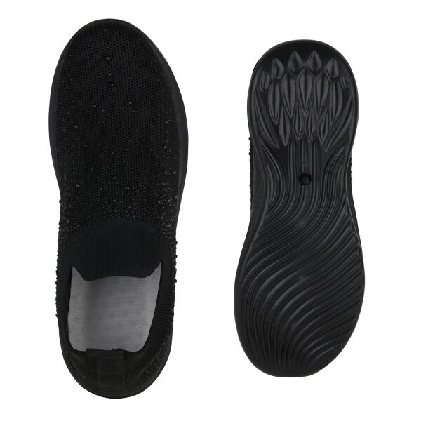 Stiefelparadies Damen Slip Ons in Schwarz Saisonschlussverkauf